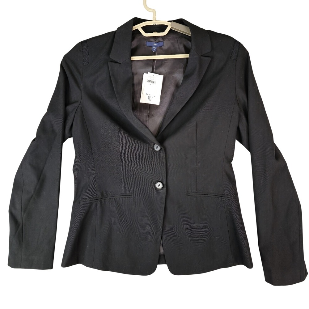 Gap Blazer Jacket Womens 10 Black 2 Button Business Professional New $98